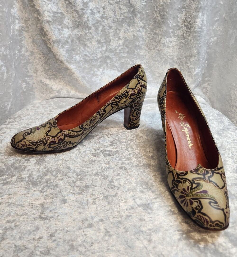 Vintage Rare Mr. Seymour Womens Leather Paisley Print Pumps-Size 5.5